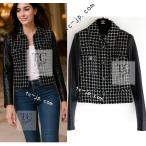 シャネル ジャケット CHANEL ブラック ウール 袖 レザー ツイード ランウェイ登場 カール・ラガーフェルド作品 希少 超美品 38