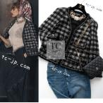 シャネル ジャケット CHANEL 55万 ふわふわ軽い！ ブラック シルバー メタリック グリポワ宝石ボタン カールラガーフェルド作品 超美品 36