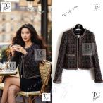 シャネル ジャケット CHANEL ワインレッド ブレイドトリミング ウール ツイード ココボタン カール・ラガーフェルド 貴重 超美品 34