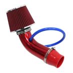 76mm口径 エアフィルター 汎用 アルミ エアインテークパイプ 吸気管 毒キノコ エアクリーナー 吸気効率パワーアップ 高流量高冷風  レッド 赤