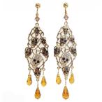 Yahoo! Yahoo!ショッピング(ヤフー ショッピング)7 セブン スカル トパーズ スワロフスキー ドロップ イヤリング 金　ブラウン 茶 ドクロ 髑髏