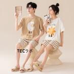 ペア カップル パジャマ ルームウェア 夏 ペアカップル 部屋着 半袖 半ズボン セットアップ お揃い 綿100% レディース メンズ パジャマ 寝巻き 大きいサイズ 上