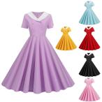  женский One-piece V шея retro платье короткий рукав A линия One-piece одноцветный двойной breast вечернее платье танцевальный костюм flair One-piece костюмированная игра надеты?.ko