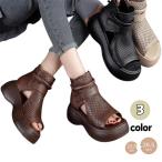 黒 ブラウン グラディエーターサンダル ブーツサンダル 春夏 レディース 大きイサイズ 22.5-26.5cm シューズ 靴 ハイカット 厚底 ウエッジソール オープントゥ