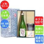 父の日 ギフト箱+ラッピングセット 陶器 美濃焼 グラス + おめでとうございます！ オリジナル 祝 ラベル 日本酒 720ml