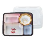 送料無料 TKG  業務用 お弁当容器　お弁当箱 ランチボックス  使い捨て テイクアウト 夢彩ごぜん TSR-60 柄付/透明 50セット  RTK-