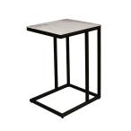 25/4/18より順次発送予定 筑波産商 グラナダ サイドテーブル セラミック天板 強化ガラス ホワイトクオーツ 高さ55センチ「軒先渡し」