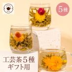 母の日 ギフト 2024 花 咲く 花茶 工芸茶5種 セット ジャスミン茶 ネコポス便 詰め合わせ