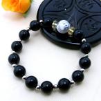 手彫り白蛇オニキスブレスレット銀塗...