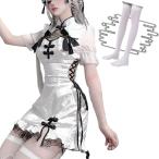 チャイナ服 コスプレ チャイナドレス セクシー レディース ワンピース ドレス 白い コスチューム かわいい ゴスロリ 中華 チャイナ風 仮装 プレゼント