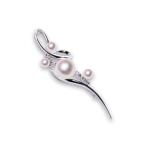 真珠 ブローチ K18WG 4.5~9.0mm ダイヤ0.12ct あこや アコヤ 宇和島 パール  ...