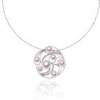 真珠 ネックレス ブローチ 兼用 K18WG 4.0~8.0mm ダイヤ0.11ct あこや アコヤ ...