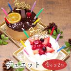 ショッピング配送日指定 誕生日ケーキ バースデーケーキ 送料無料 宅配 大人 子供 冷凍 / 生チョコトルテ&ホワイトベリー 4号 2台セット