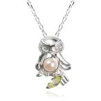 ネックレスレディースパールふくろうオウルフクロウシルバーふくろうグッズMI...