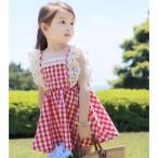 キッズ 女の子 ワンピース ギンガムチェック 子供 エプロン キャミ