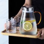ショッピング麦茶 ピッチャー 1300ml 耐熱ガラス ピッチャー 冷水ポット 水出し 麦茶 水差し 冷水筒 耐熱 麦茶ポット 洗いやすい かわいい 省スペース 直火対