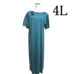 ベルーナ レディース 　カットソーワンピース ロングワンピース 半袖 エメラルド ブルー 　4L　大きいサイズ