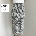 ZARA TRF レディース タイトスカート ナロースカート 幾何学 ジオメトリック柄 ミディ S 春 夏