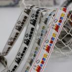 【1m単位】No,14441-約18mm　汽車柄チロリアンテープ　ジャガードリボン　チロリアンテープ/日本製