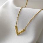 ハワイアンジュエリー ハワイアン ネックレス ステンレス レディース V字 金属アレルギー対応 イエローゴールドカラー