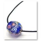 cool-4 ガラスアート COOL とんぼ玉 天然石 ビーズの作品 花模様ネックレス