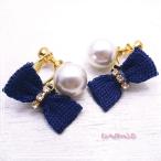 ニット素材 リボンの形のイヤリング Knit Ribbon Earring Ｃｈ*eM+W:D[チェムダブリュディー]