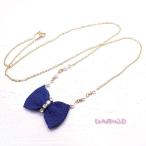 ニット素材 リボンの形のネックレス Knit Ribbon Necklace Ｃｈ*eM+W:D[チェムダブリュディー]