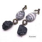 ゼブラジャスパーとテクタイトのイヤ...