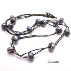大粒のインドガラスビーズのネックレス 【Kasumi〜かすみ〜】 アクセサリー/作家/ハンドメイド
