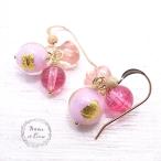 Rosa ベネチアンビーズ ピアス 14kgf ゴールドフィルド イヤリング  Atelier il Cuore [ クオーレ ] アクセサリー/ハンドメイド/作家