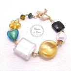 Bracelet Oro ゴージャスなヴェネチアングラスビーズ  ブレスレット ブレス 【Atelier il Cuore [ クオーレ ]】 アクセサリー/ハンドメイド/作家