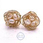 Yahoo! Yahoo!ショッピング(ヤフー ショッピング)鳥の巣のピアス 淡水パール /Broche Blanche