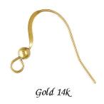 ゴールド 14金 【ピアスパーツ】 ビーズタイプ ビーズ3mm 線φ0.61mm  《1ペア》 イエローゴールド K14/14K