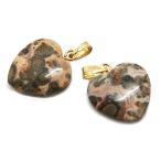 Yahoo! Yahoo!ショッピング(ヤフー ショッピング)レオパードスキンジャスパー 【天然石チャーム】 ハート型 チャームパーツ 約15x15x5mm 《1個》