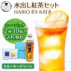 TEA NAVIGATION 紅茶 ティーバッグ 水出し アイスティー【HARIO (ハリオ) フィルターインボトル スモーキーグリーン 400mlセット】各5包×2袋入 ギフト包装済