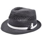 エッセンシャル メンズ 中折れストローハット JAMES012 ESSENTIAL ブラック 黒 紳士 帽子 春夏 HR3G088