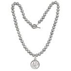 Mercury Dime Coin Pendant | Grey Pearl Necklace | Heart Toggle Closure sA