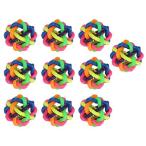 GLOGLOW 10Pcs Colorful Rubber Round Bell Ball for Dogs and Cats, Teeth Grinding Toy, Bite Resistant Pet Wobbly Rubber Ball with Bell, Non Tox 並行輸入
