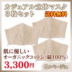 カジュアル立体マスク / 3枚セット / ベージュ