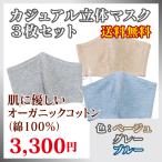 カジュアル立体マスク / 3枚セット / ベージュ グレー ブルー