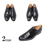 本革 メンズ スクエアトゥ ストレートチップ ハンドメイド マッケイ製法 外羽根 ダービー メダリオン 穴飾り 革靴 ブラック 紳士靴