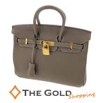 エルメス バーキン25 □M刻印 トゴ エトゥープ グレージュ レザー ゴールド金具 ハンドバッグ HERMES◆中古
