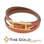 HERMES браслет dubru палец на ноге рубин apiT4swifto orange коврик Gold 2 полосный кожа женский Hermes * б/у 