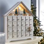 アドベントカレンダー 24日間カウントダウン 木製 LEDライト付き クリスマス プレゼントラッピング ボックス クリスマスカレンダー オーナメント 装飾