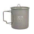 WAQ チタンマグカップ 450ml (蓋付き) キャンプ用 直火 シングル チタンマグ WAQ-TM1 (1)