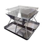 SCAMPER バーベキューコンロ 焚き火台 コンパクト折りたたみ式 2-4人用 1台2役 収納バッグ付き アウトドア バーベキュー (ステンレ