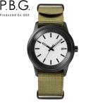 30％OFF SALE  ピー・ビー・ジー P.B.G.   P.B.G.01-3 ソーラー ナトータイプバンド カーキ メタルバンド付 カレンダー シンプル 時計