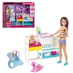 バービー(Barbie) おせわあそび バービー スキッパ—のベビーシッター ベッドとバウンサーセット 【ドール&アクセサリー付き】【3歳~】GFL3