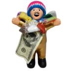 代引不可/〔エケコ人形19cm〕 L サイズのエケコ人形 ゴールド/金色 ペルー直輸入/代引不可