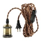 ショッピング古 xydled ペンダントライト 電球ソケット 1灯 コンセント式 真鍮メッキ古仕上げ E26 led対応 コード長4.5ｍ ソケット照明 レトロ アンティークライト